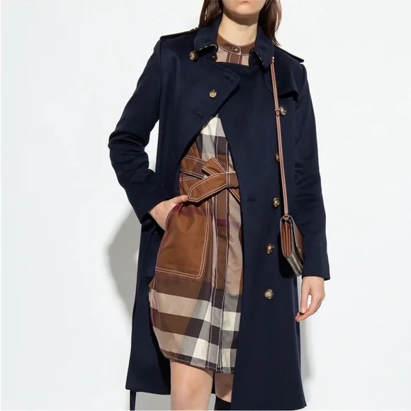 Burberry Kensington cashmere navy trench coat - Picture 3 of 15